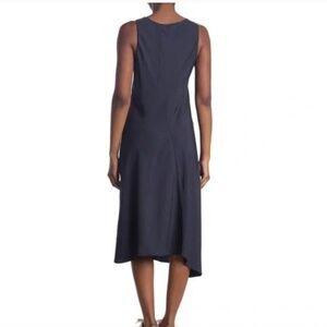 VINCE Bias Cut Sleeveless Midi Dress Coastal Navy Blue Size Large